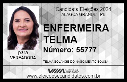 Candidato ENFERMEIRA TELMA 2024 - ALAGOA GRANDE - Eleições