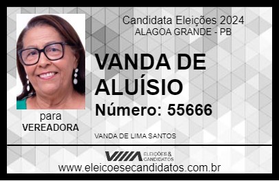 Candidato VANDA DE ALUÍSIO 2024 - ALAGOA GRANDE - Eleições