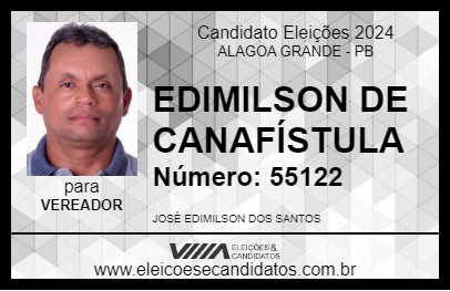 Candidato EDIMILSON DE CANAFÍSTULA 2024 - ALAGOA GRANDE - Eleições