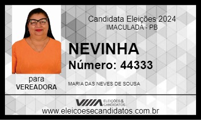 Candidato NEVINHA 2024 - IMACULADA - Eleições