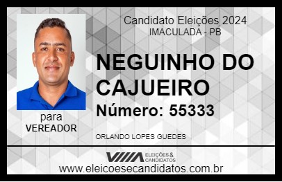 Candidato NEGUINHO DO CAJUEIRO 2024 - IMACULADA - Eleições