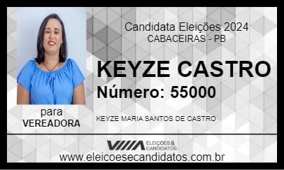 Candidato KEYZE CASTRO 2024 - CABACEIRAS - Eleições