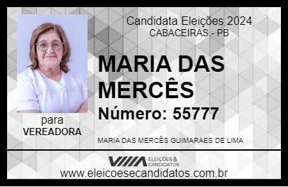 Candidato MARIA DAS MERCÊS 2024 - CABACEIRAS - Eleições