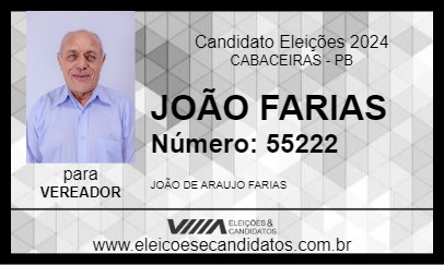 Candidato JOÃO FARIAS 2024 - CABACEIRAS - Eleições