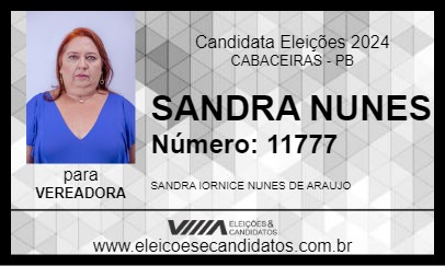 Candidato SANDRA NUNES 2024 - CABACEIRAS - Eleições