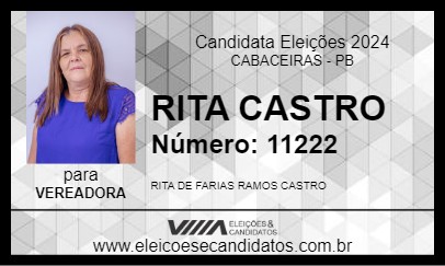 Candidato RITA CASTRO 2024 - CABACEIRAS - Eleições