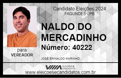 Candidato NALDO DO MERCADINHO 2024 - FAGUNDES - Eleições