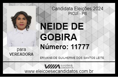 Candidato NEIDE DE GOBIRA 2024 - PICUÍ - Eleições