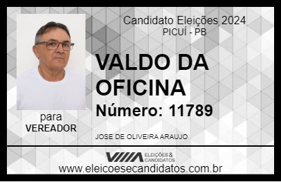 Candidato VALDO DA OFICINA 2024 - PICUÍ - Eleições