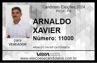 Candidato ARNALDO XAVIER 2024 - PICUÍ - Eleições