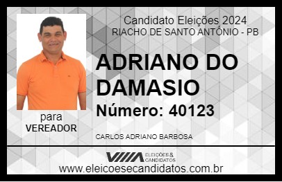 Candidato ADRIANO DO DAMASIO 2024 - RIACHO DE SANTO ANTÔNIO - Eleições