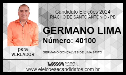 Candidato GERMANO LIMA 2024 - RIACHO DE SANTO ANTÔNIO - Eleições