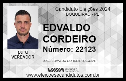 Candidato EDVALDO CORDEIRO 2024 - BOQUEIRÃO - Eleições