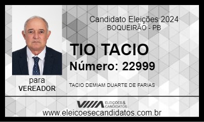 Candidato TIO TACIO 2024 - BOQUEIRÃO - Eleições