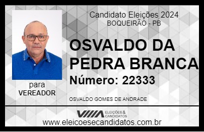 Candidato OSVALDO DA PEDRA BRANCA 2024 - BOQUEIRÃO - Eleições