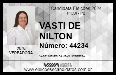 Candidato VASTI DE NILTON 2024 - PICUÍ - Eleições