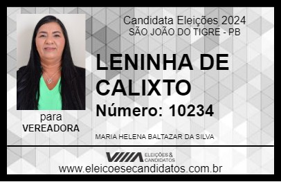 Candidato LENINHA DE CALIXTO 2024 - SÃO JOÃO DO TIGRE - Eleições