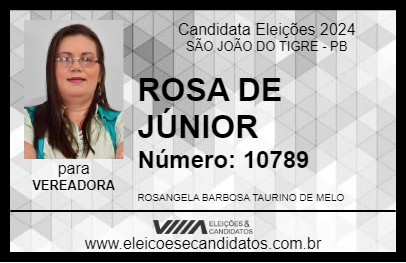 Candidato ROSA DE JÚNIOR 2024 - SÃO JOÃO DO TIGRE - Eleições