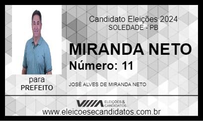 Candidato MIRANDA NETO 2024 - SOLEDADE - Eleições