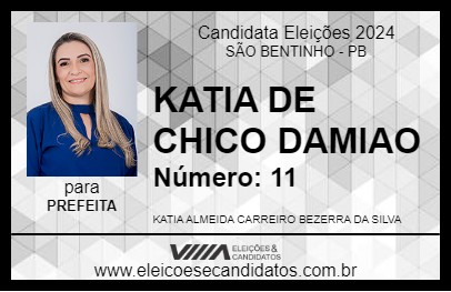 Candidato KATIA DE CHICO DAMIAO 2024 - SÃO BENTINHO - Eleições