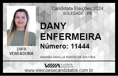 Candidato DANY ENFERMEIRA 2024 - SOLEDADE - Eleições