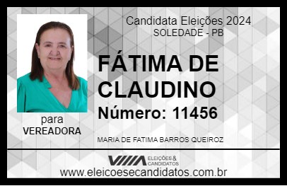 Candidato FÁTIMA DE CLAUDINO 2024 - SOLEDADE - Eleições