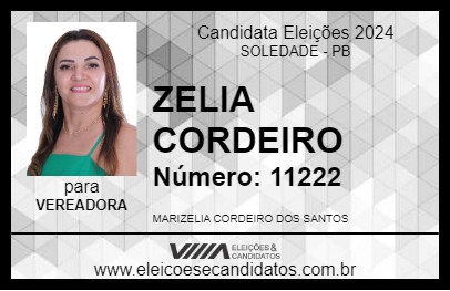 Candidato ZELIA CORDEIRO 2024 - SOLEDADE - Eleições