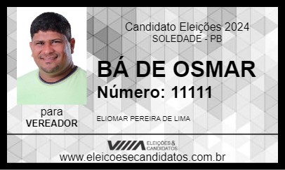 Candidato BÁ DE OSMAR 2024 - SOLEDADE - Eleições