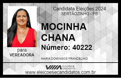 Candidato MOCINHA CHANA 2024 - SERTÃOZINHO - Eleições