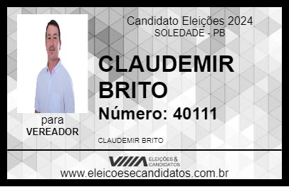 Candidato CLAUDEMIR BRITO 2024 - SOLEDADE - Eleições