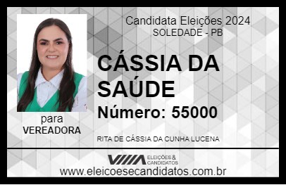 Candidato CÁSSIA DA SAÚDE 2024 - SOLEDADE - Eleições