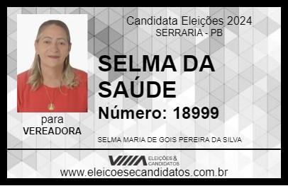 Candidato SELMA DA SAÚDE 2024 - SERRARIA - Eleições