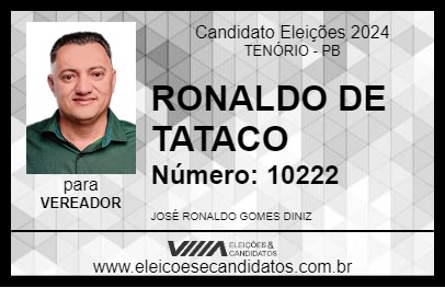 Candidato RONALDO DE TATACO 2024 - TENÓRIO - Eleições