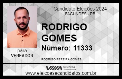 Candidato RODRIGO GOMES 2024 - FAGUNDES - Eleições