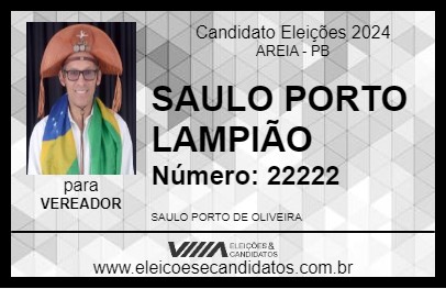 Candidato SAULO PORTO LAMPIÃO 2024 - AREIA - Eleições