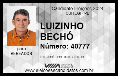 Candidato LUIZINHO BECHÓ 2024 - CUITEGI - Eleições