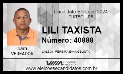 Candidato LILI TAXISTA 2024 - CUITEGI - Eleições