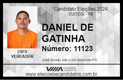 Candidato DANIEL DE GATINHA 2024 - CUITEGI - Eleições