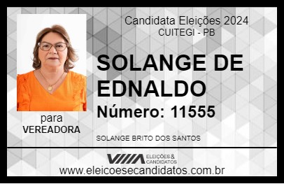 Candidato SOLANGE DE EDNALDO 2024 - CUITEGI - Eleições