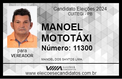 Candidato MANOEL MOTOTÁXI 2024 - CUITEGI - Eleições