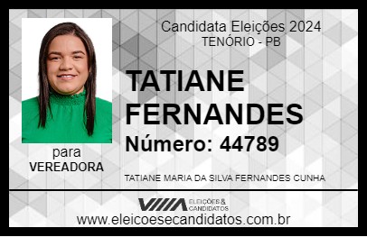 Candidato TATIANE FERNANDES 2024 - TENÓRIO - Eleições