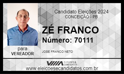 Candidato ZÉ FRANCO 2024 - CONCEIÇÃO - Eleições