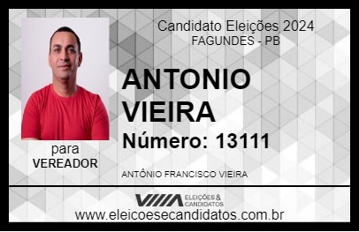 Candidato ANTONIO VIEIRA 2024 - FAGUNDES - Eleições