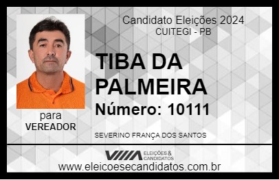 Candidato TIBA DA PALMEIRA 2024 - CUITEGI - Eleições