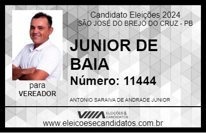 Candidato JUNIOR DE BAIA 2024 - SÃO JOSÉ DO BREJO DO CRUZ - Eleições