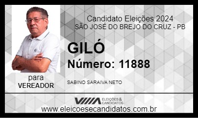 Candidato GILÓ 2024 - SÃO JOSÉ DO BREJO DO CRUZ - Eleições