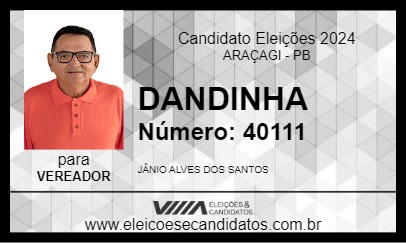 Candidato DANDINHA 2024 - ARAÇAGI - Eleições