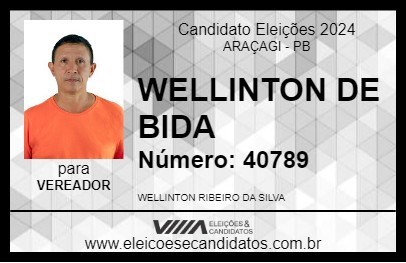 Candidato WELLINTON DE BIDA 2024 - ARAÇAGI - Eleições