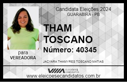 Candidato THAM TOSCANO 2024 - GUARABIRA - Eleições