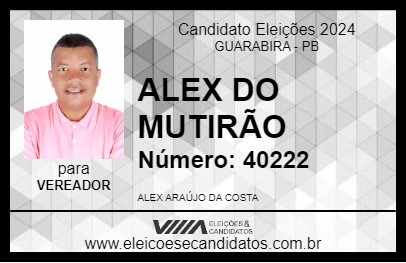 Candidato ALEX DO MUTIRÃO 2024 - GUARABIRA - Eleições